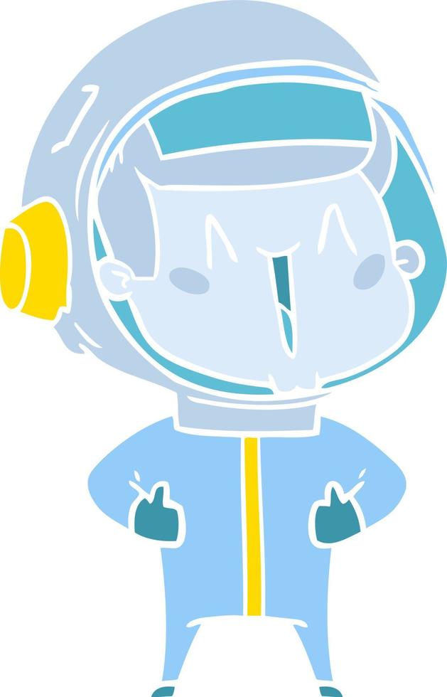 heureux astronaute de dessin animé de style plat couleur vecteur