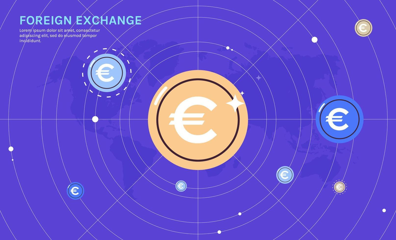 technologie financière et fintech, banque en ligne, change, progression du dollar avec illustration vectorielle plane du concept global pins. vecteur