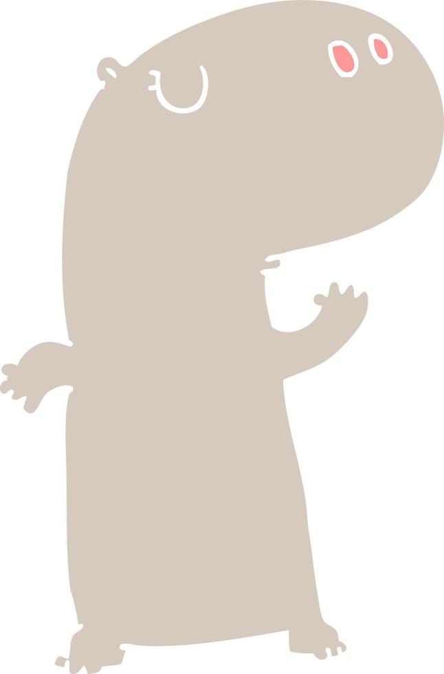 hippopotame de dessin animé de style plat couleur vecteur