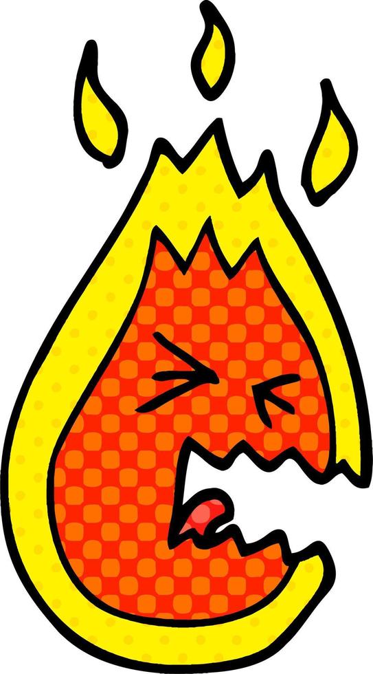 dessin animé doodle flamme chaude en colère vecteur