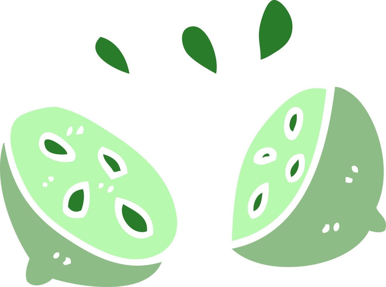dessin animé doodle d'un citron vert coupé en deux vecteur