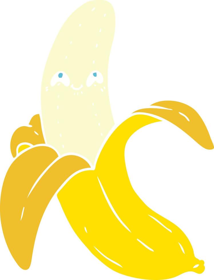 banane heureuse folle de dessin animé de style couleur plat vecteur