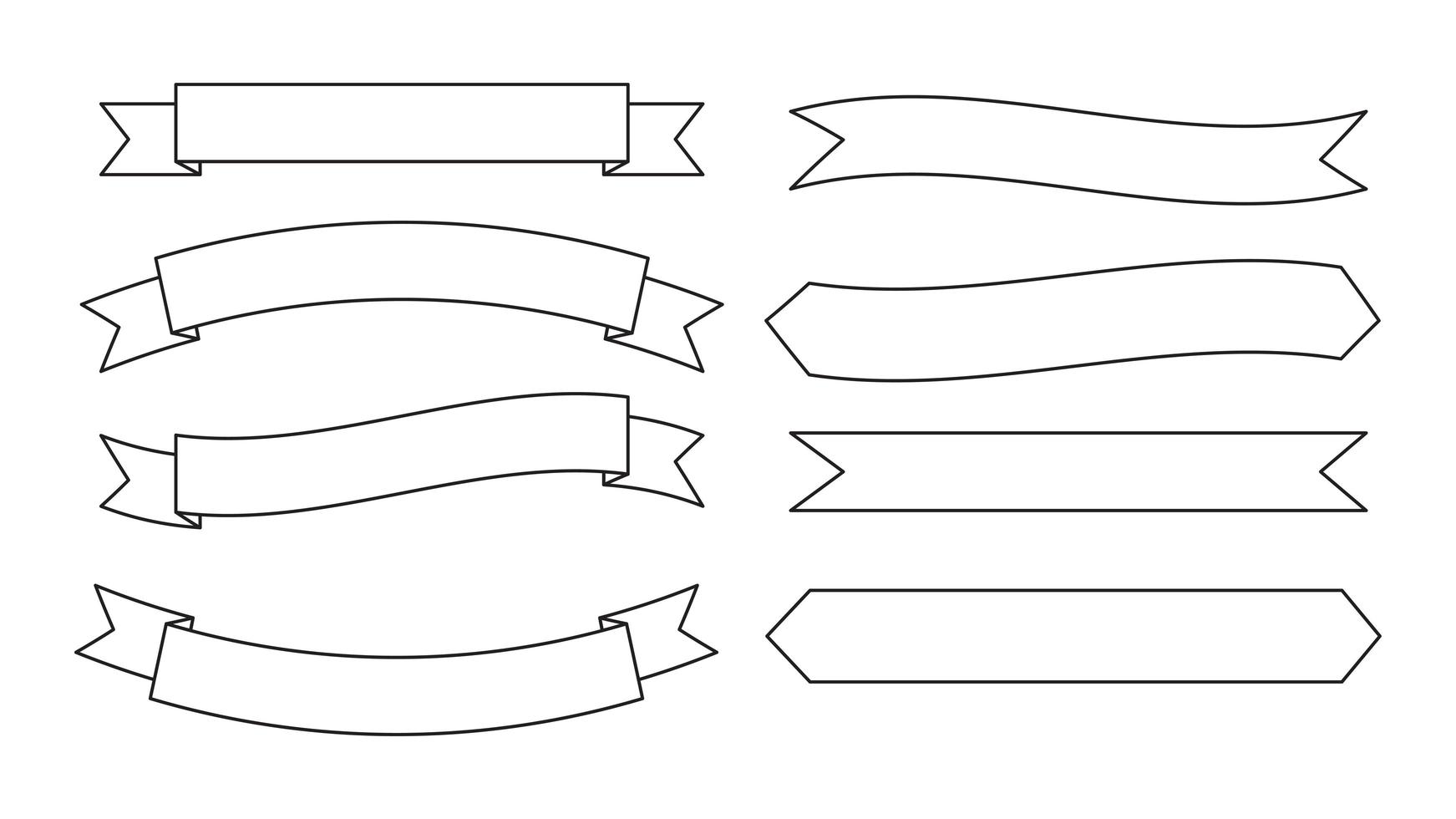 ensemble de bannière de ruban de contour vecteur