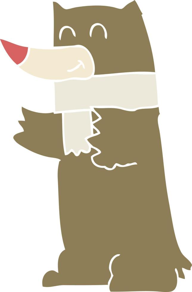 illustration en couleur plate d'un ours de dessin animé vecteur