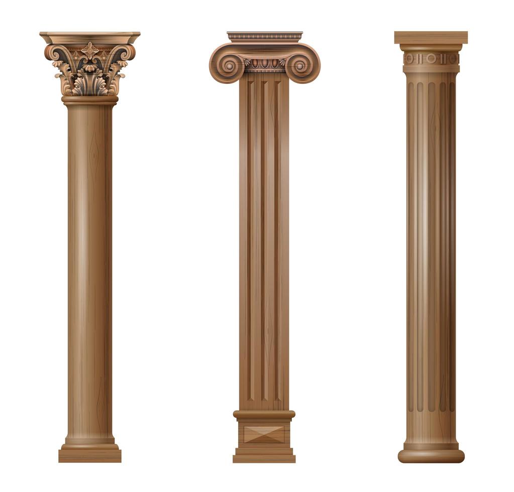 colonnes architecturales classiques en bois sculpté vecteur