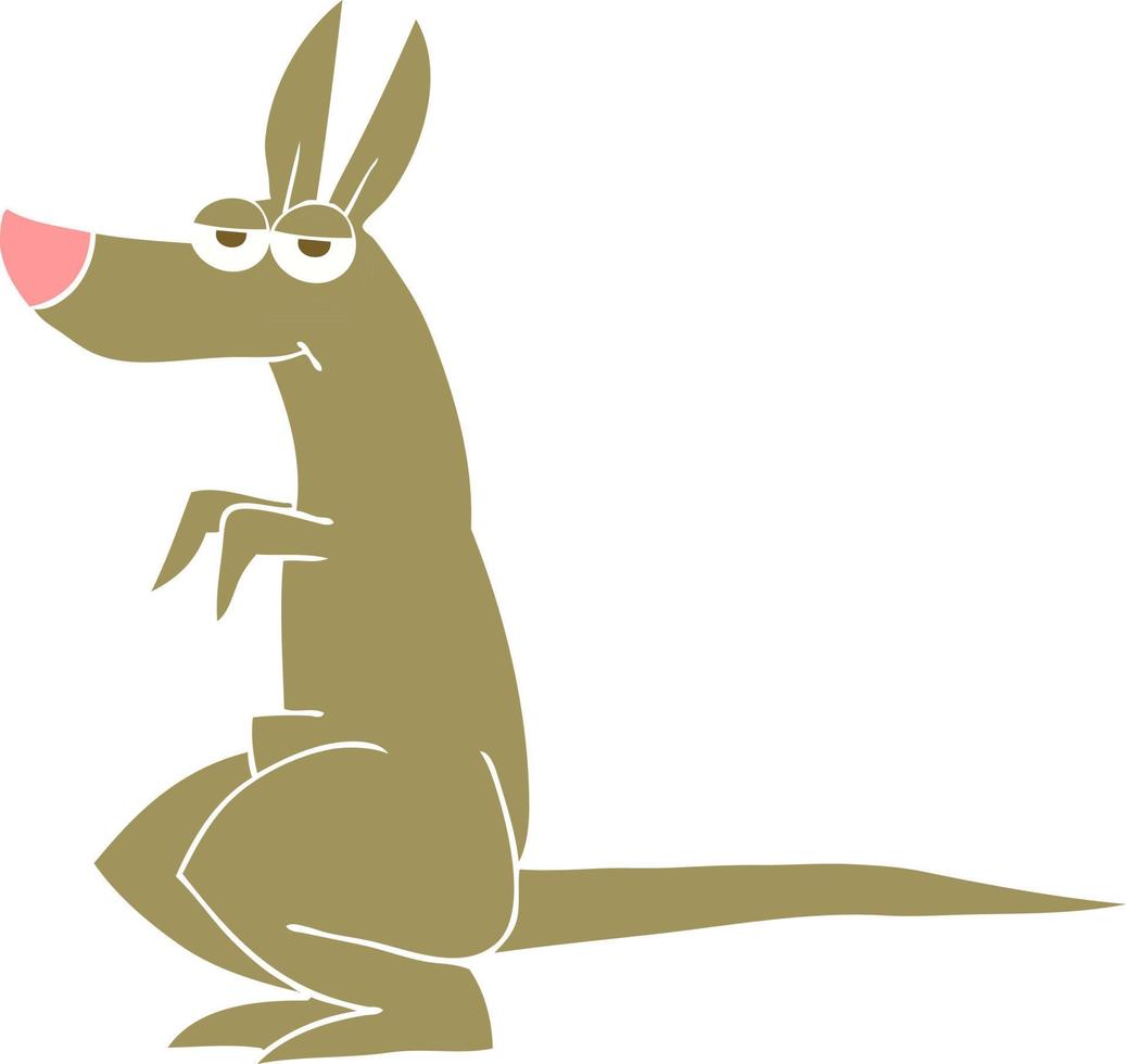 illustration en couleur plate d'un kangourou de dessin animé vecteur