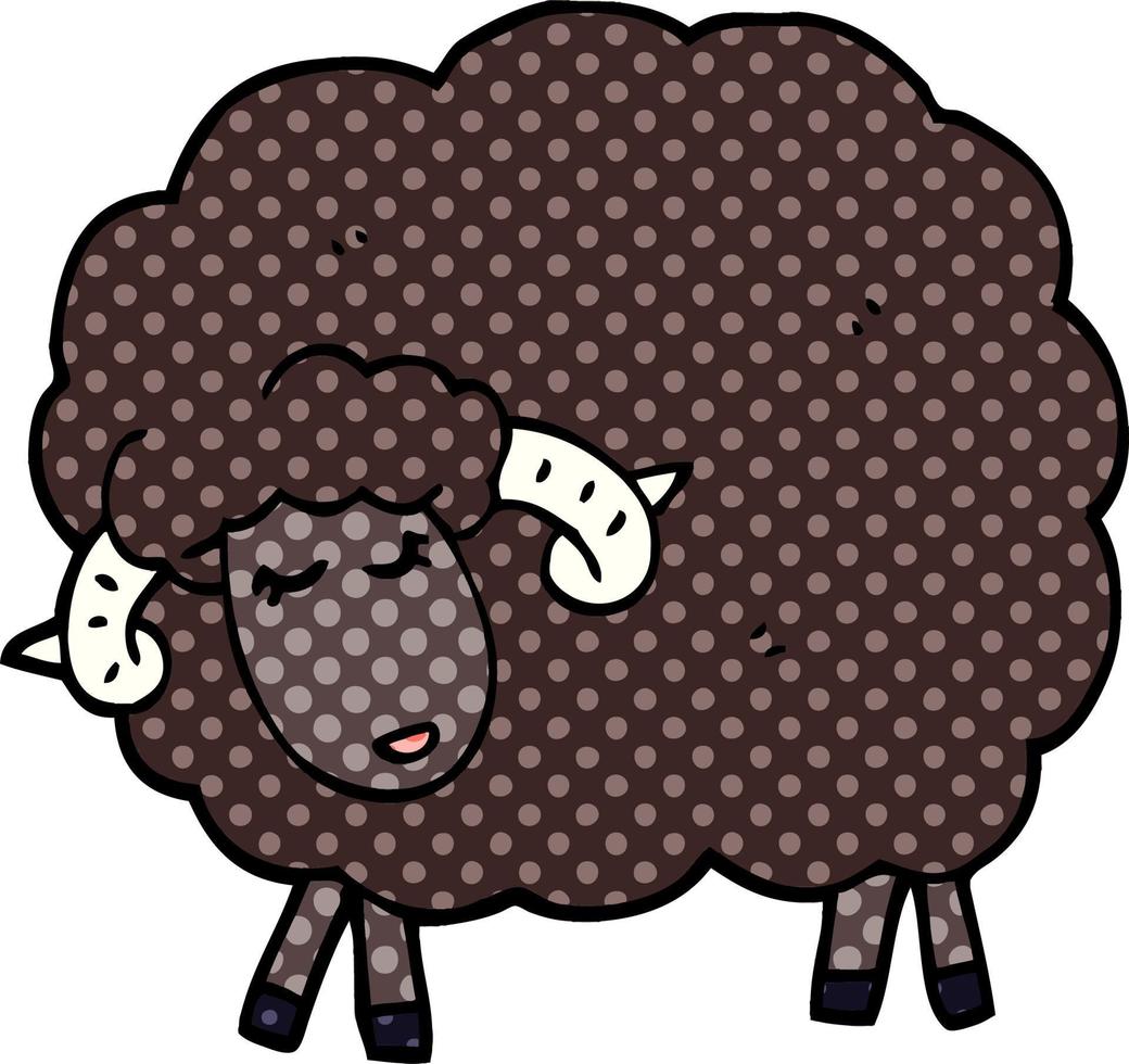 dessin animé doodle mouton noir vecteur