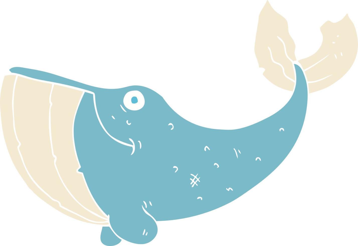 illustration en couleur plate d'une baleine de dessin animé vecteur