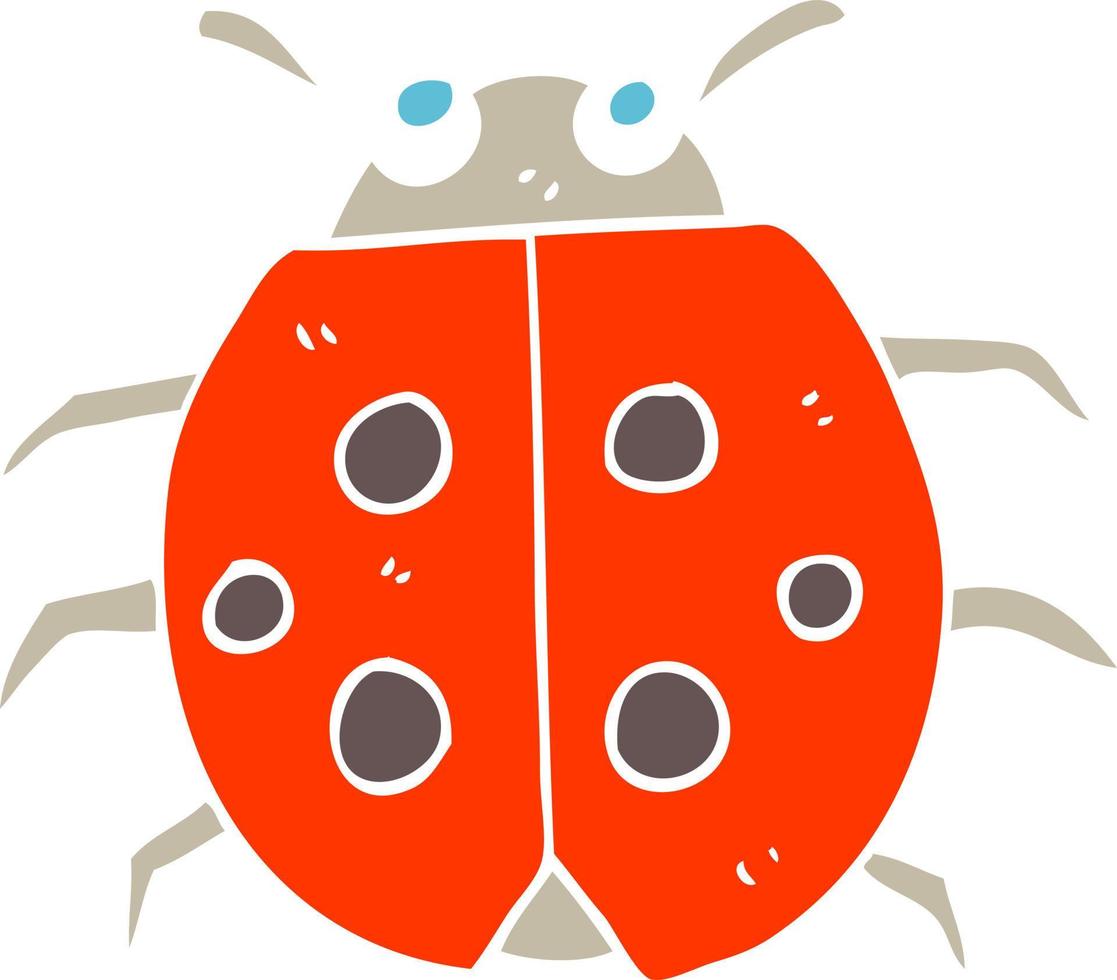 illustration en couleur plate d'une coccinelle de dessin animé vecteur