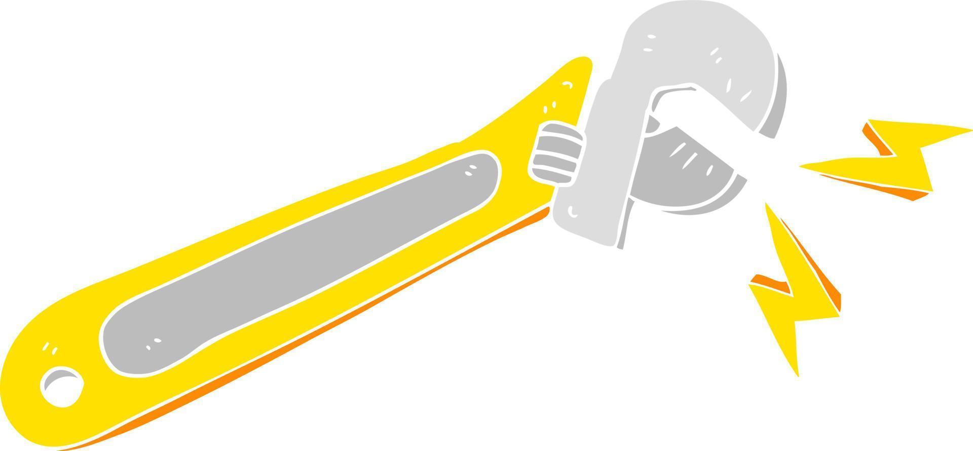 illustration en couleur plate d'une clé à molette de dessin animé vecteur