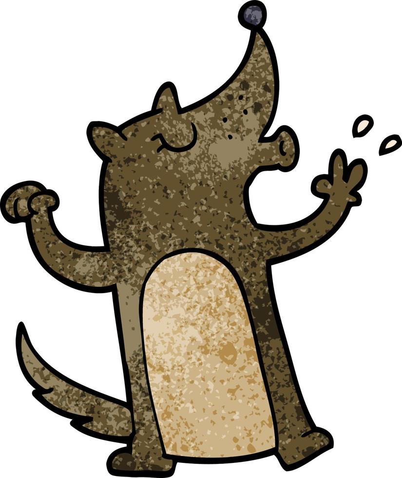 dessin animé doodle loup sifflant vecteur