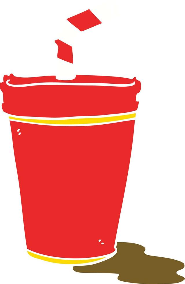 tasse de soda de dessin animé de style plat couleur vecteur