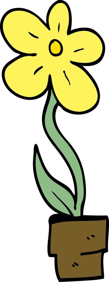 pot de fleur de griffonnage de dessin animé vecteur