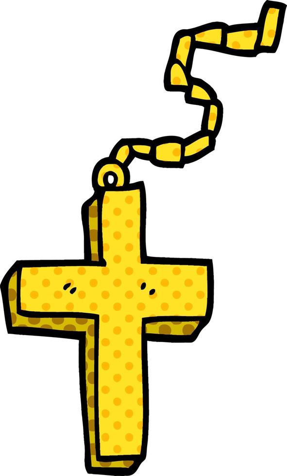 dessin animé doodle crucifix d'or vecteur