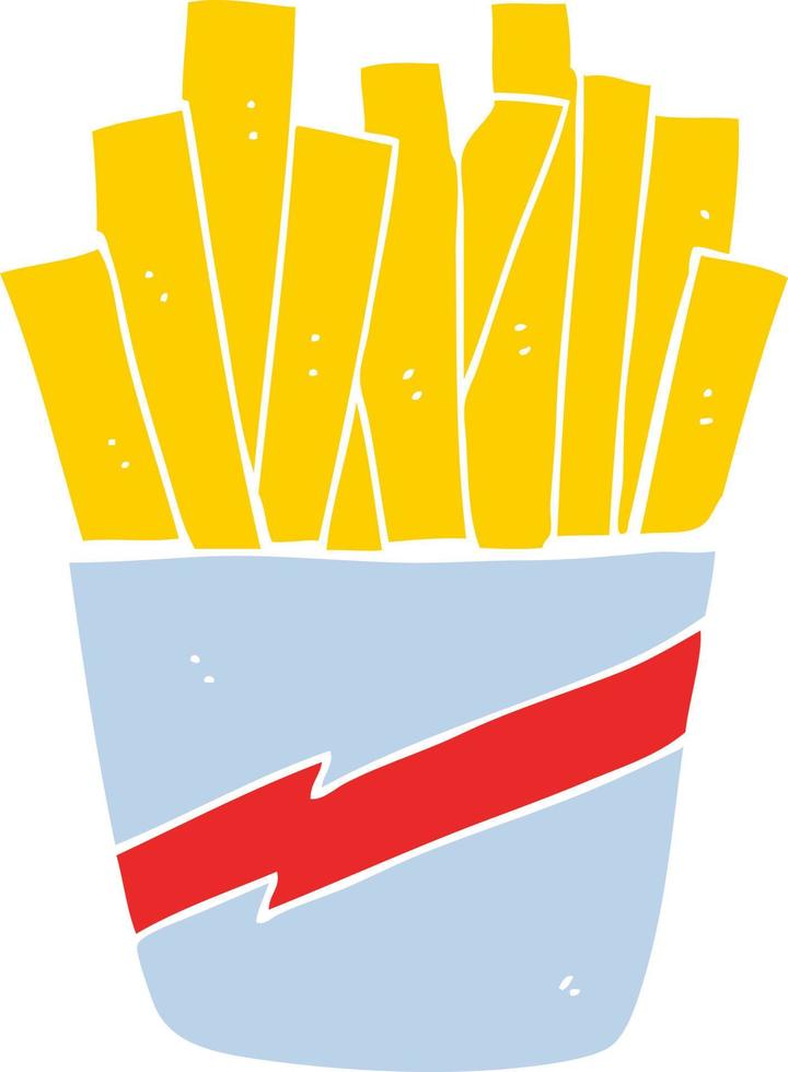 boîte de frites de dessin animé de style couleur plat vecteur