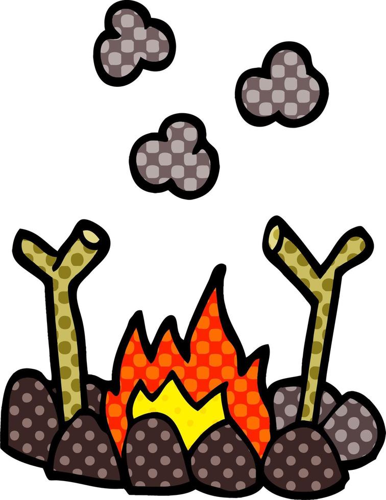 dessin animé doodle feu de camp vecteur