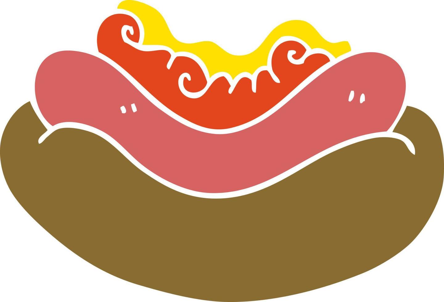 dessin animé doodle hot-dog dans un petit pain vecteur