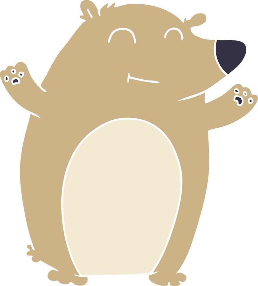 ours de dessin animé de style plat couleur heureux vecteur