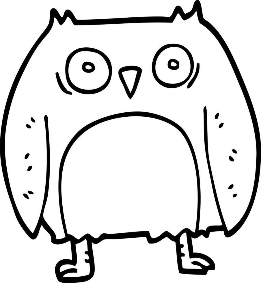 hibou de dessin animé drôle de ligne vecteur