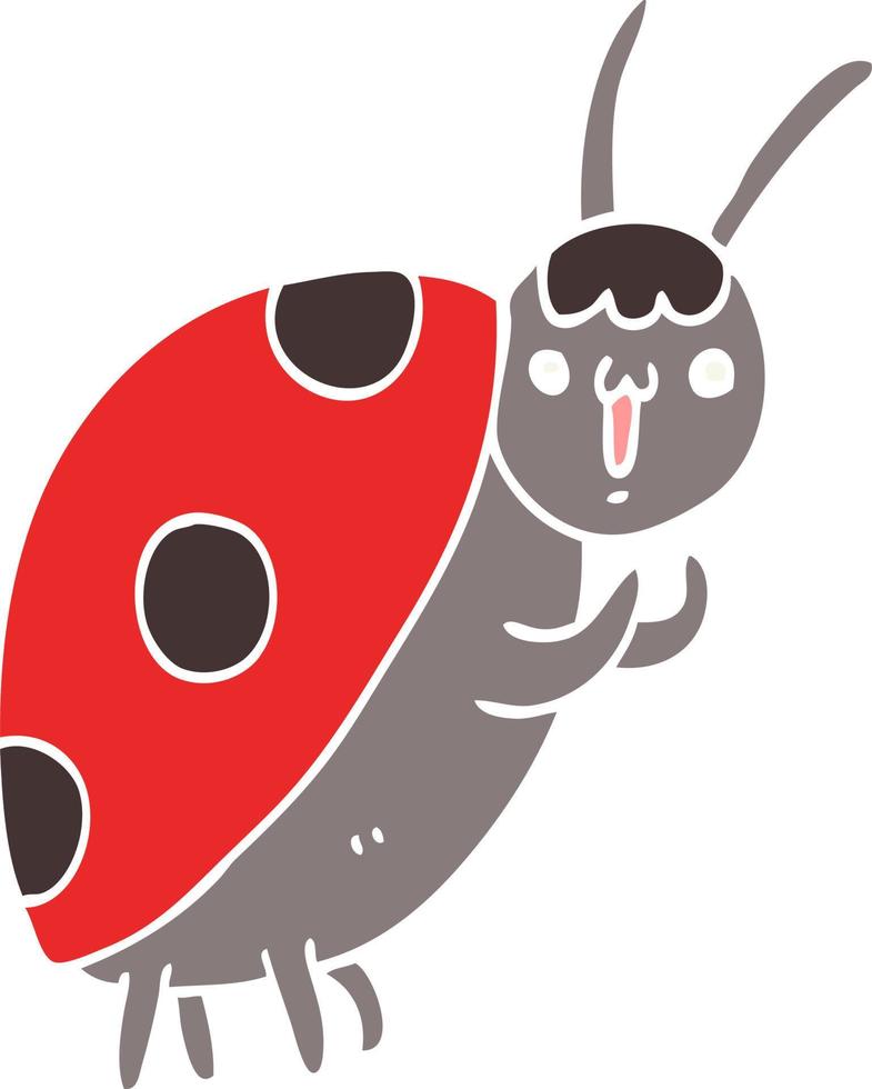 coccinelle de dessin animé mignon style couleur plat vecteur