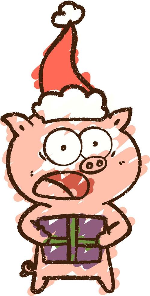 dessin à la craie de cochon festif vecteur