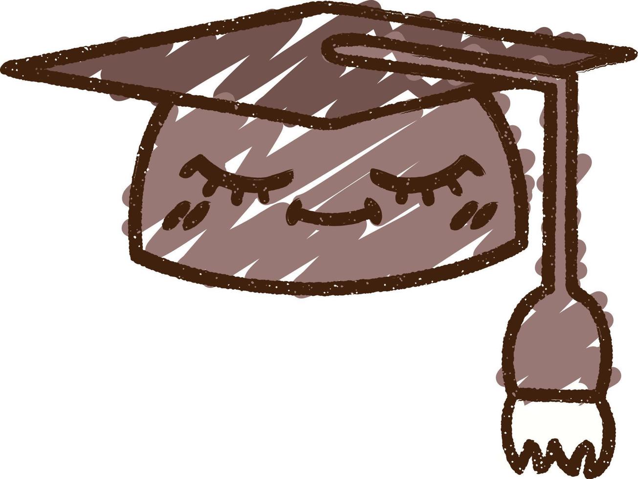 dessin à la craie de bonnet de graduation vecteur