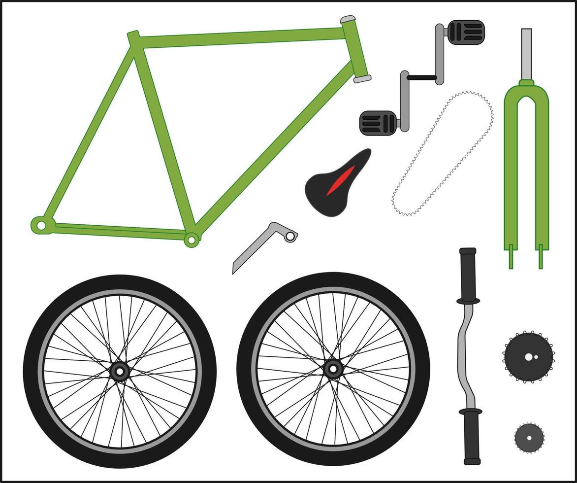 conception plate d'illustration de partie de vélo vecteur