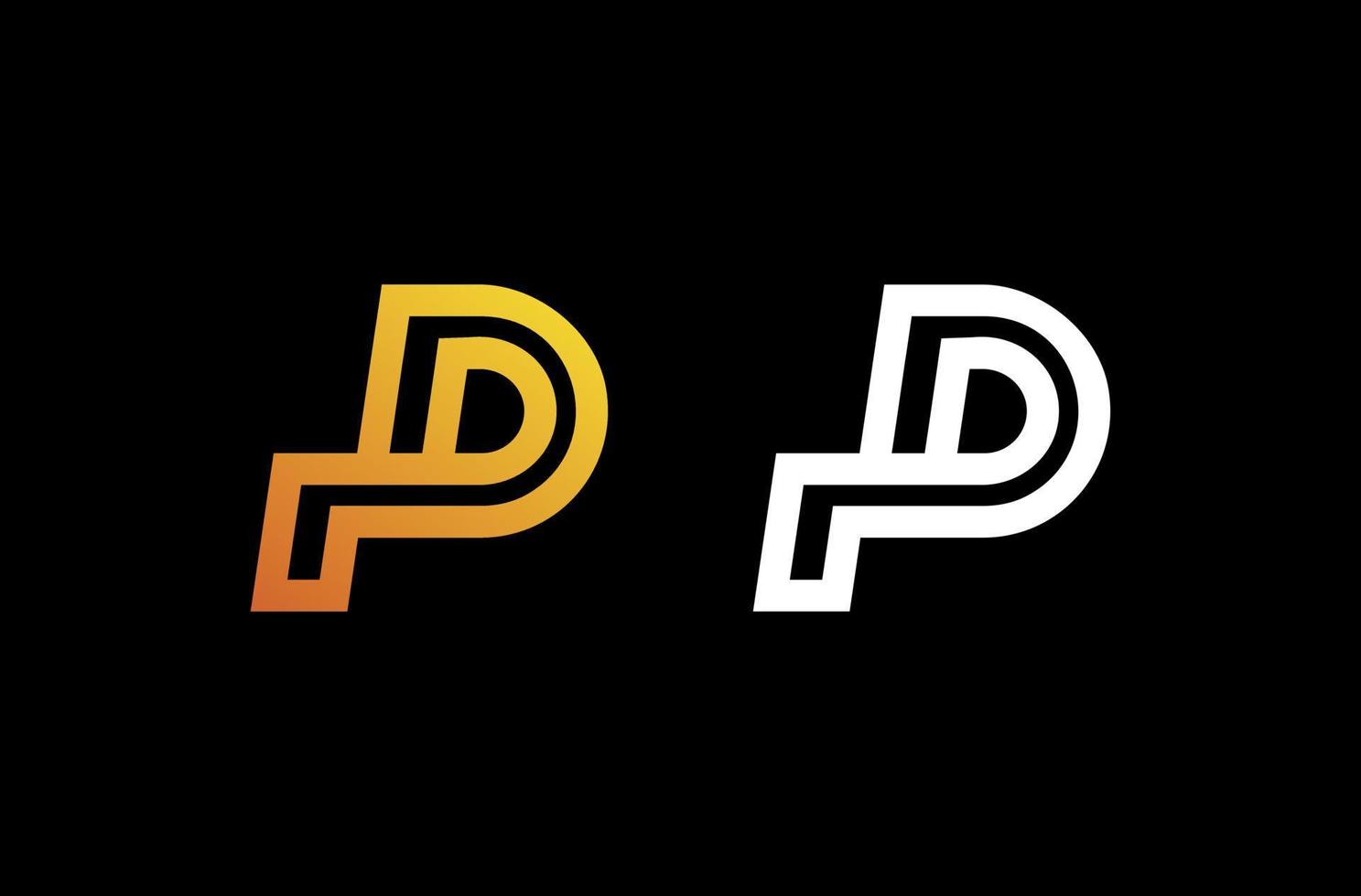création de logo simple lettre p avec deux couleurs différentes vecteur