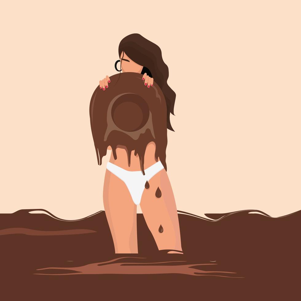 fille au chocolat, illustration vectorielle vecteur