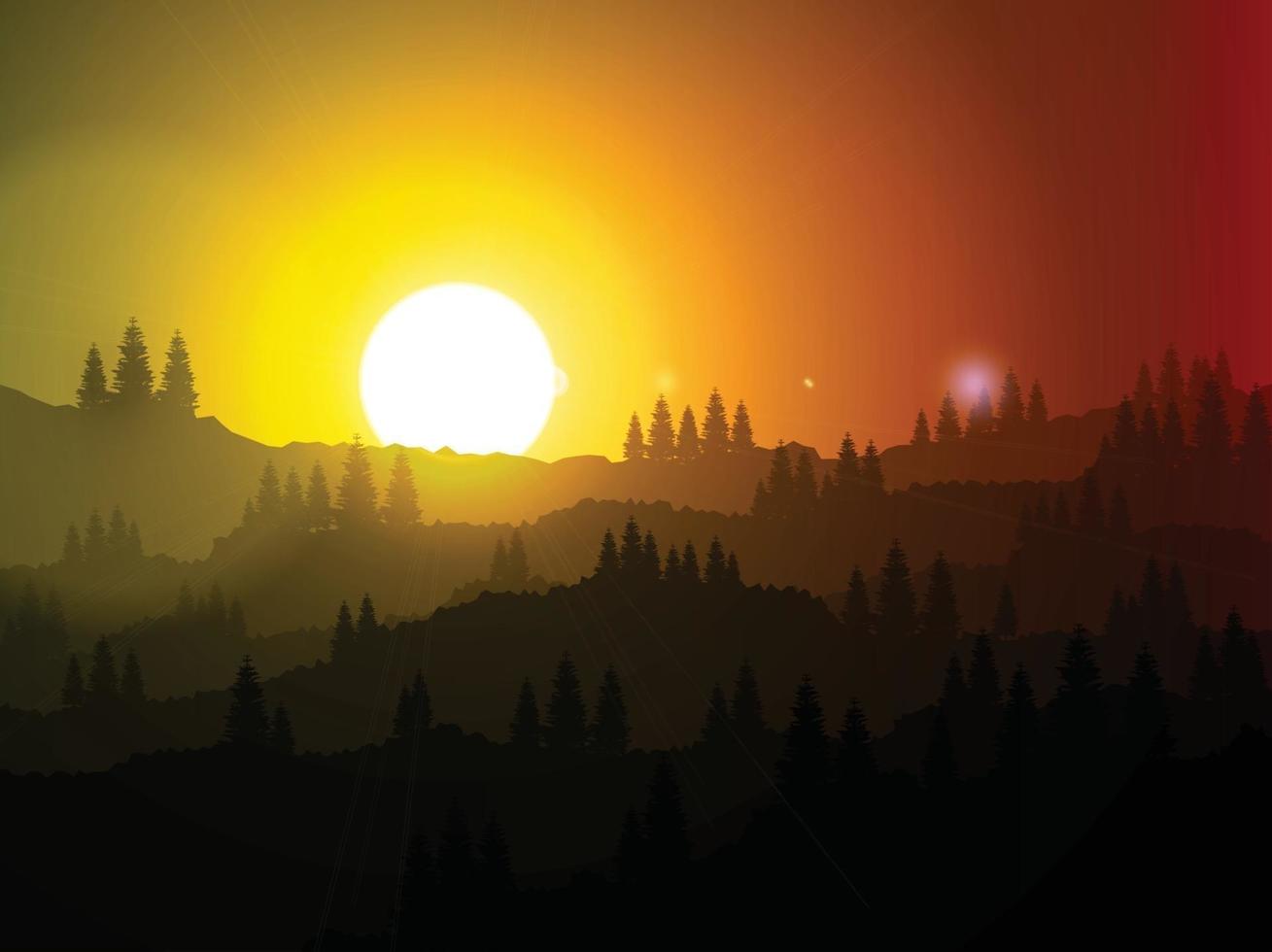 paysage de vecteur coucher de soleil