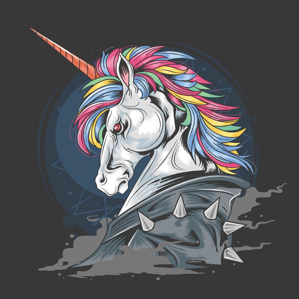 licorne dans la conception de veste punk vecteur