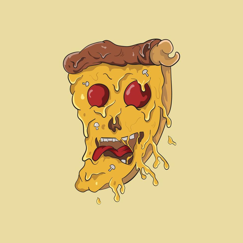 la pizza monstre est terrible. vecteur premium adapté à la conception de t-shirt