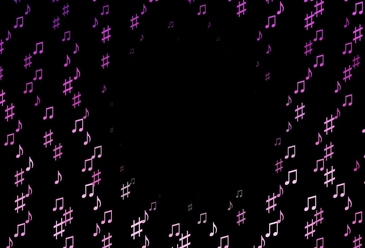 texture vectorielle rose foncé avec des notes de musique. vecteur