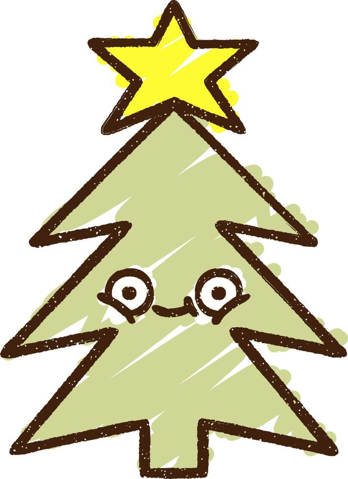 dessin à la craie de sapin de noël vecteur