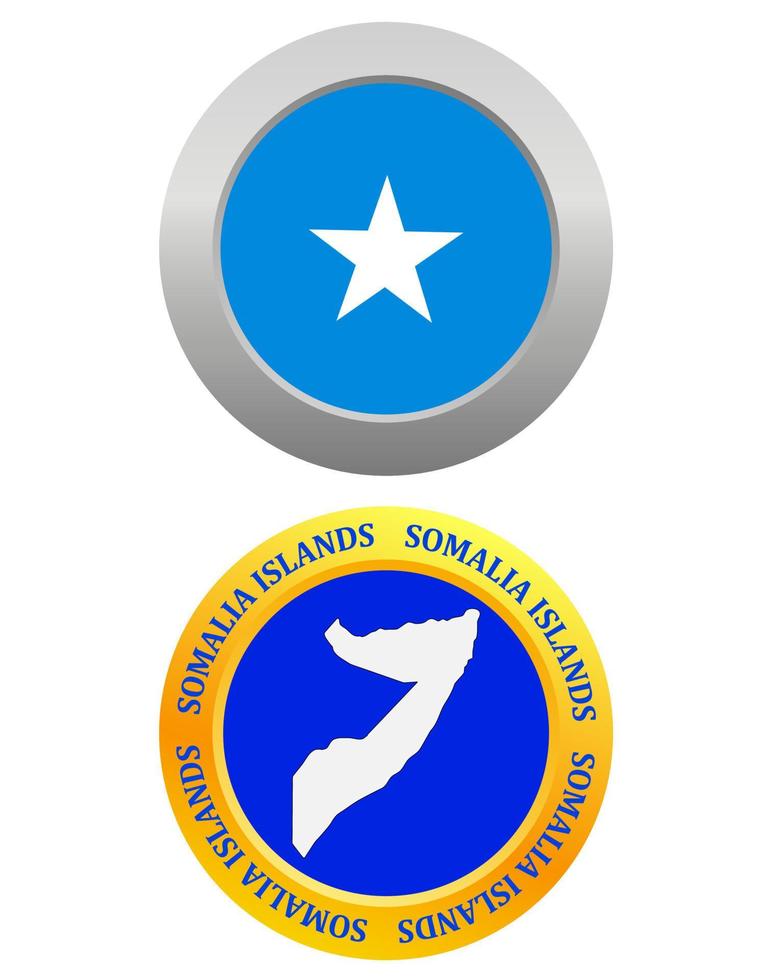 bouton comme symbole des îles somaliennes et carte sur fond blanc vecteur
