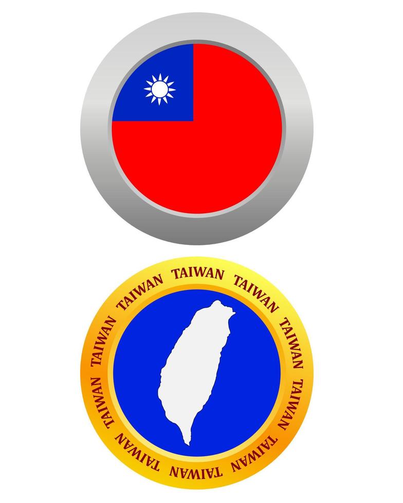 bouton comme symbole drapeau de taiwan et carte sur fond blanc vecteur