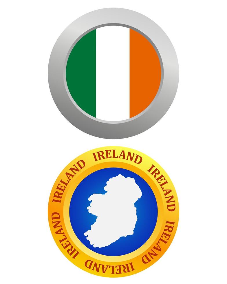 boutons comme symbole du drapeau irlandais et carte sur fond blanc vecteur