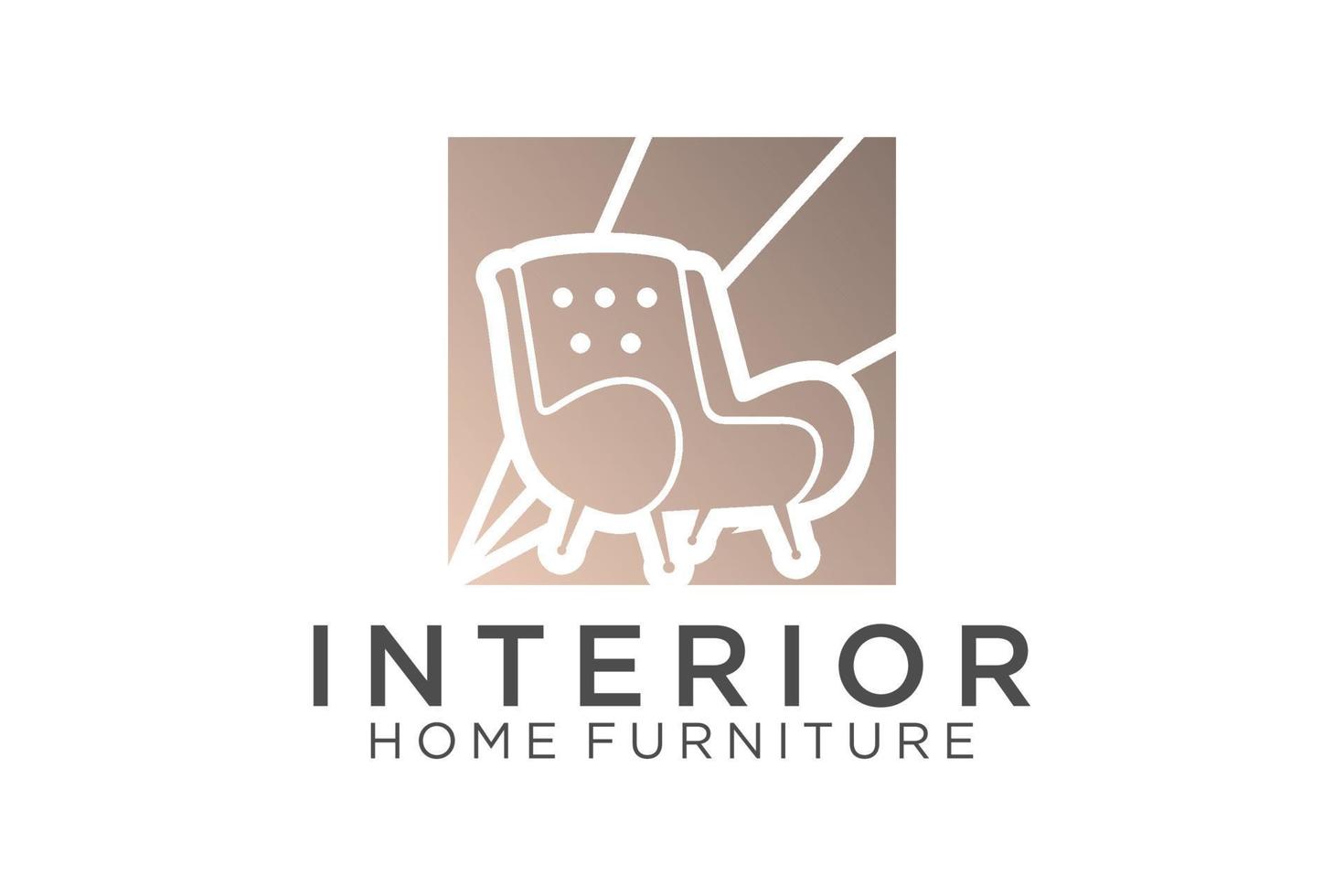 création de logo de canapé intérieur, chaises, meubles, fournitures pour la maison vecteur