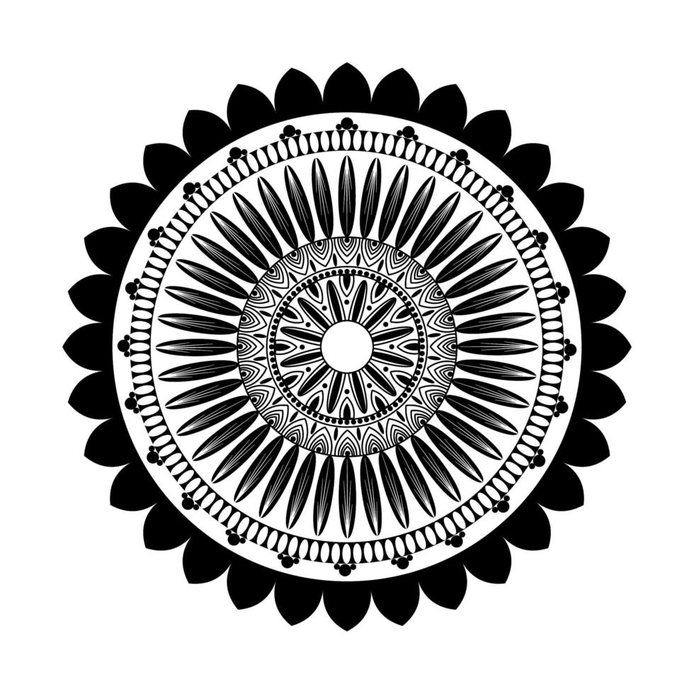 mandala floral noir vecteur