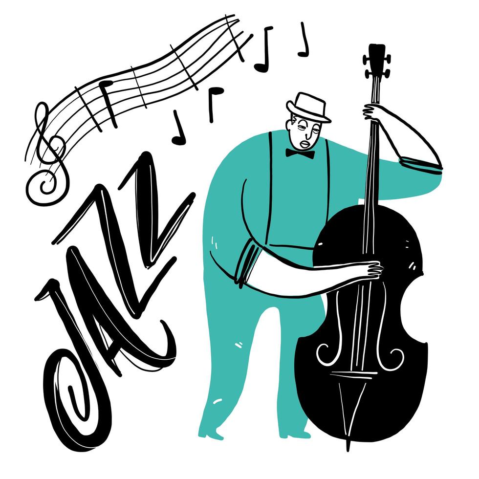 dessin homme jouant de la musique jazz vecteur