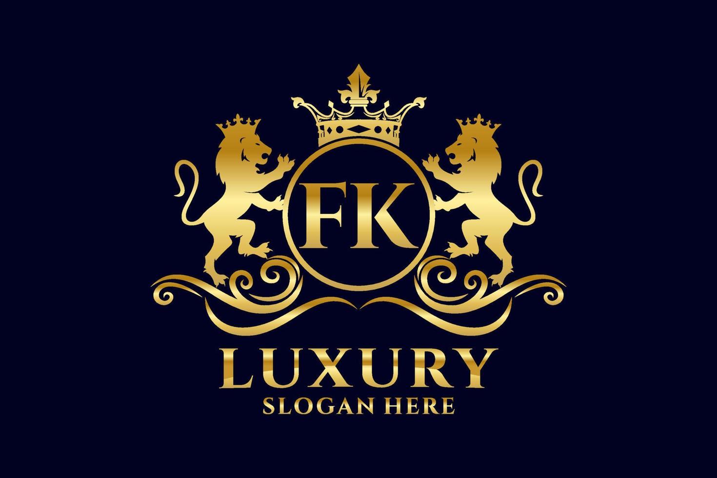 modèle initial de logo de luxe fk lettre lion royal dans l'art vectoriel pour les projets de marque luxueux et autres illustrations vectorielles.