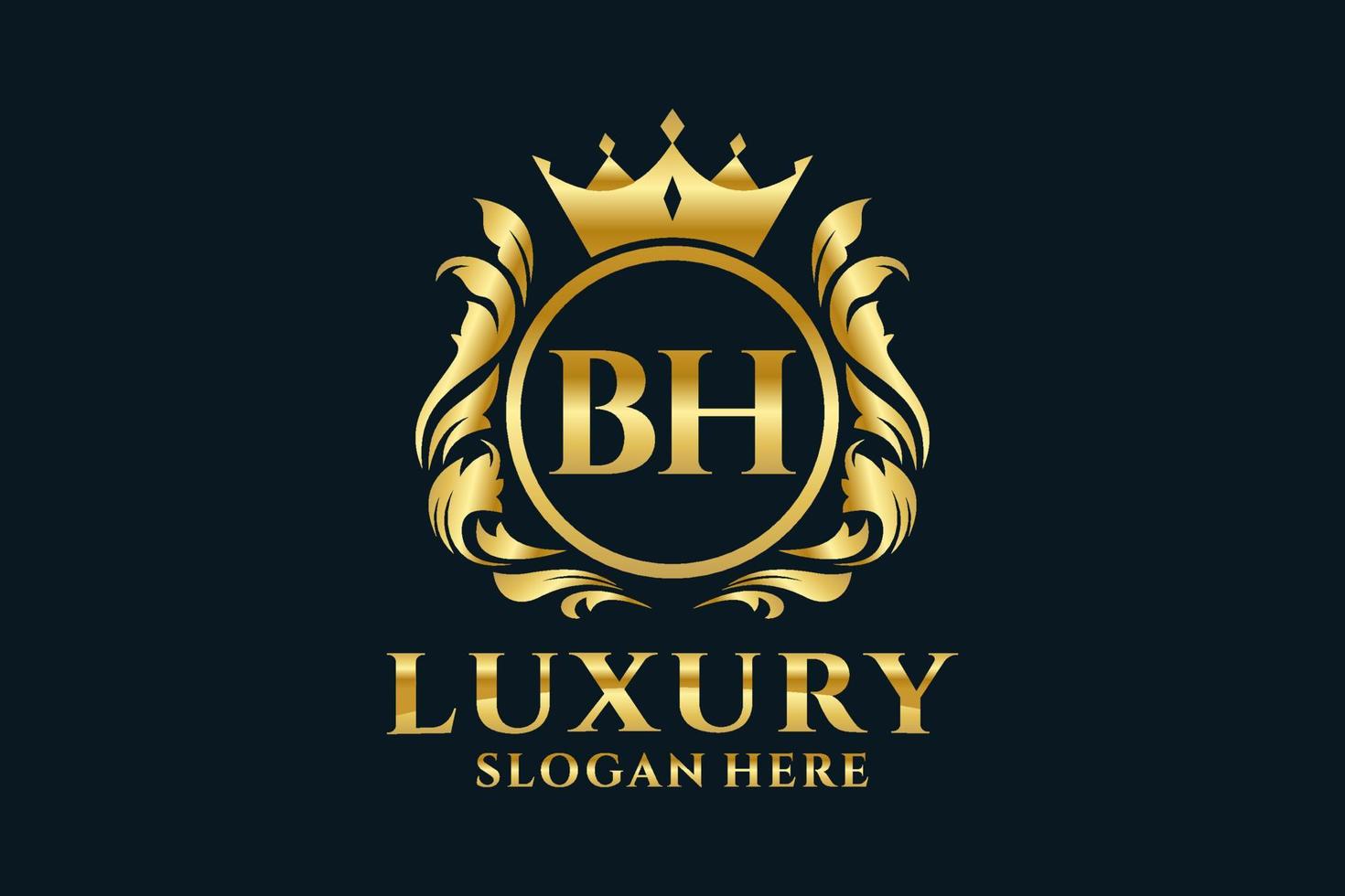 modèle initial de logo de luxe royal de lettre bh dans l'art vectoriel pour des projets de marque luxueux et d'autres illustrations vectorielles.