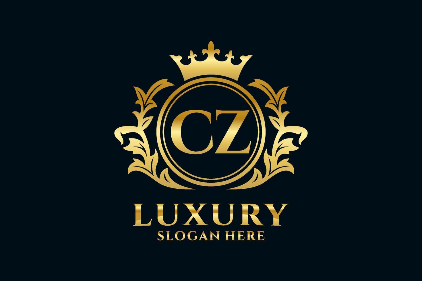 modèle de logo de luxe royal lettre cz initial dans l'art vectoriel pour les projets de marque luxueux et autres illustrations vectorielles.