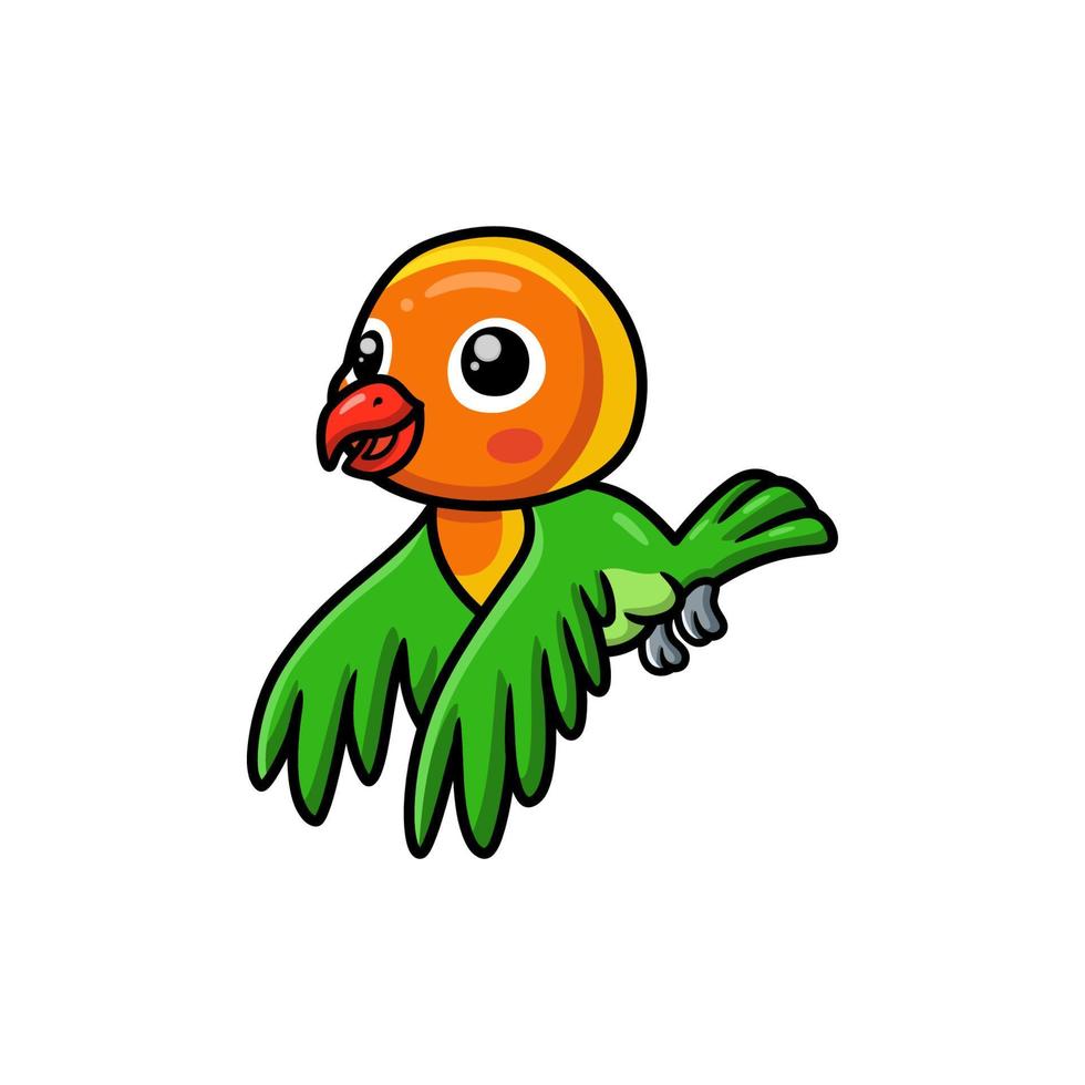 dessin animé mignon petit perroquet volant vecteur