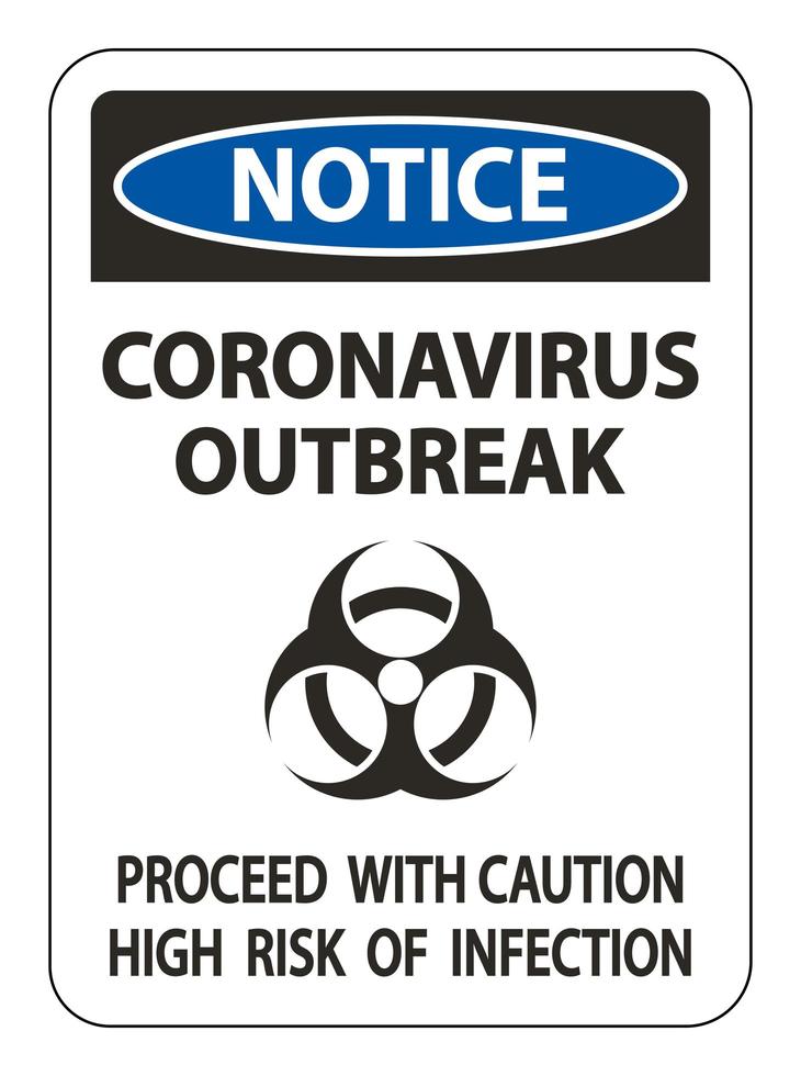 Signe `` remarquer une épidémie de coronavirus '' vecteur