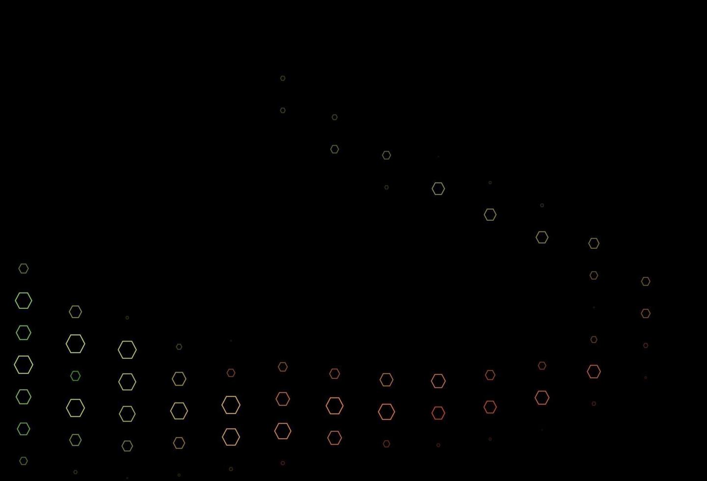 couverture de vecteur vert foncé, rouge avec ensemble d'hexagones.