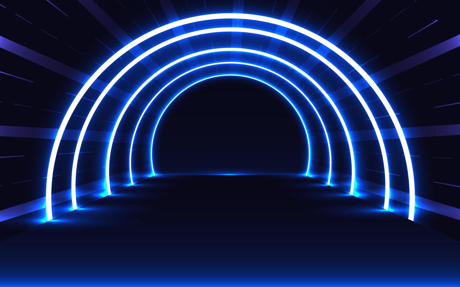 tunnel lumineux néon bleu vecteur