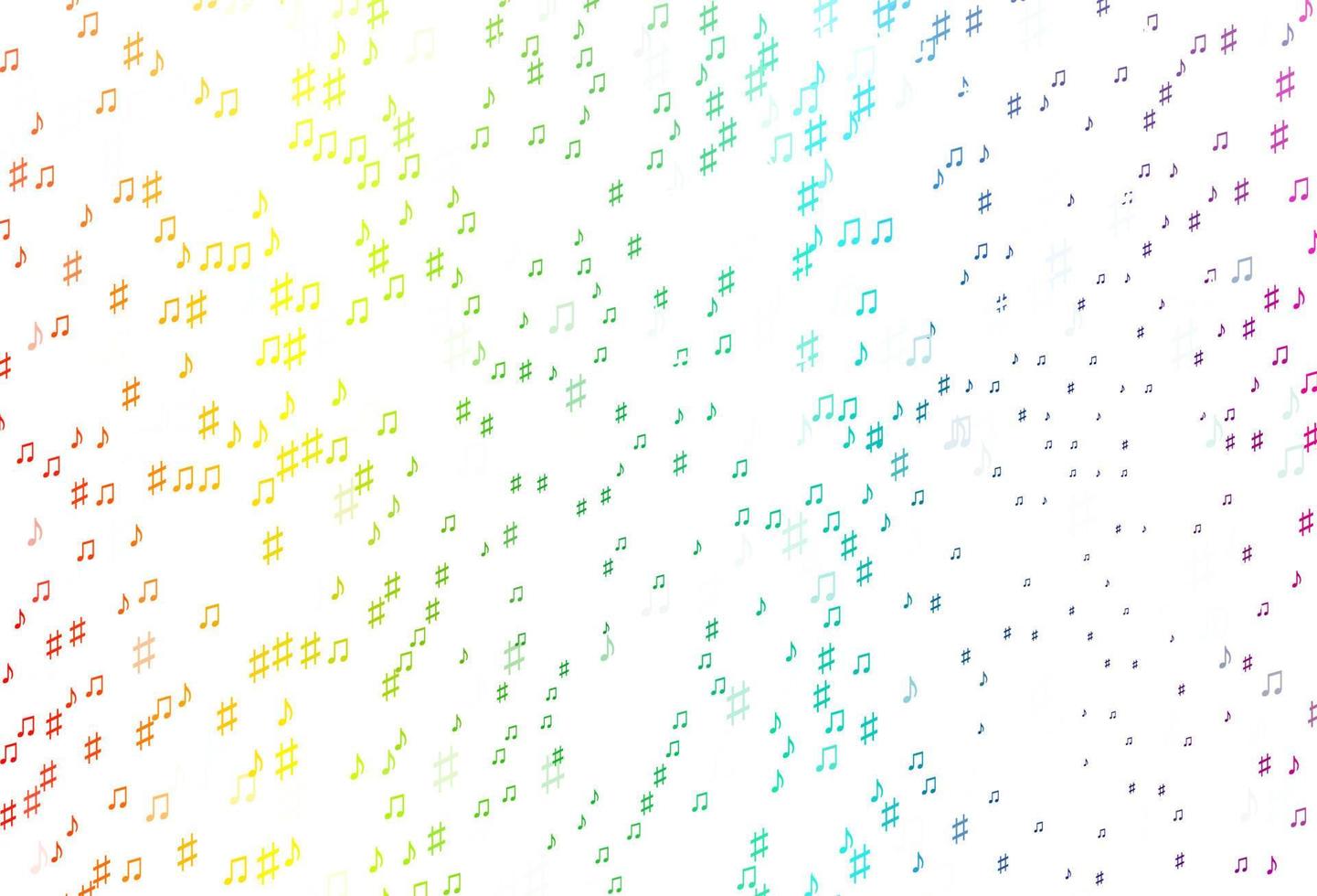 léger multicolore, motif vectoriel arc-en-ciel avec des éléments musicaux.