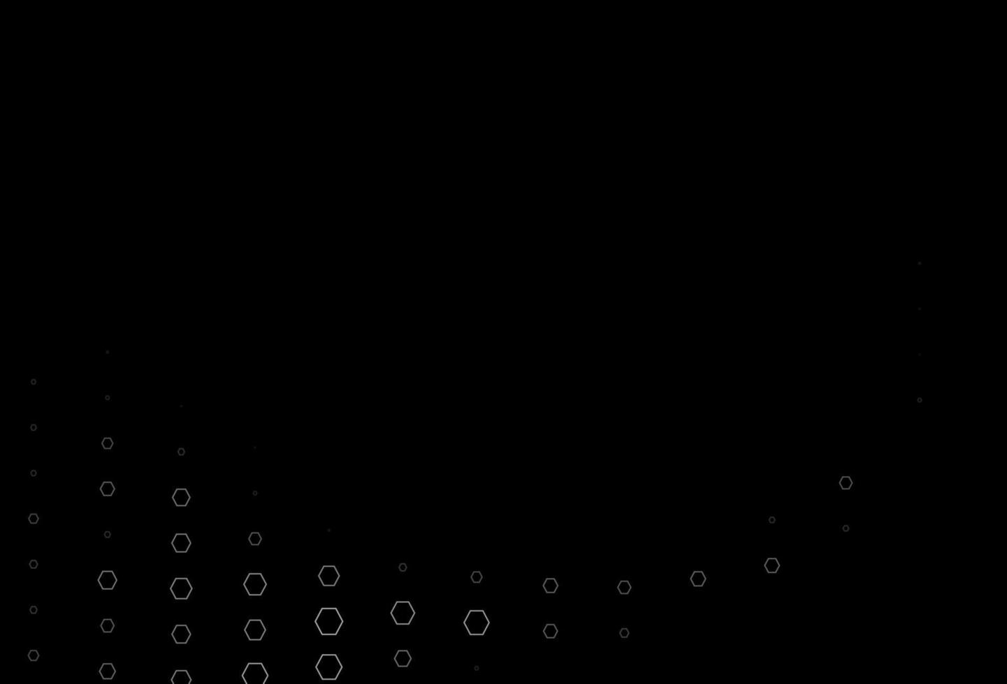 argent foncé, couverture vectorielle grise avec ensemble d'hexagones. vecteur