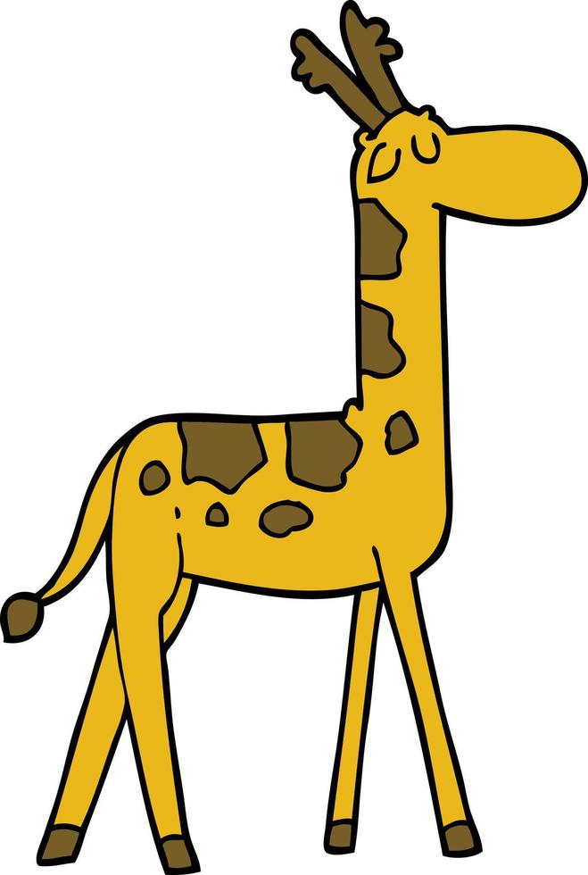 dessin animé doodle girafe drôle vecteur